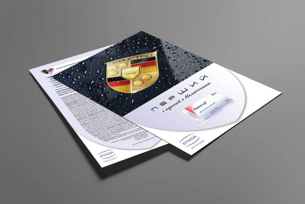 Дизайн інформаційної листівки для лікарів для препарату Левостад фармацевтичної компанії STADA